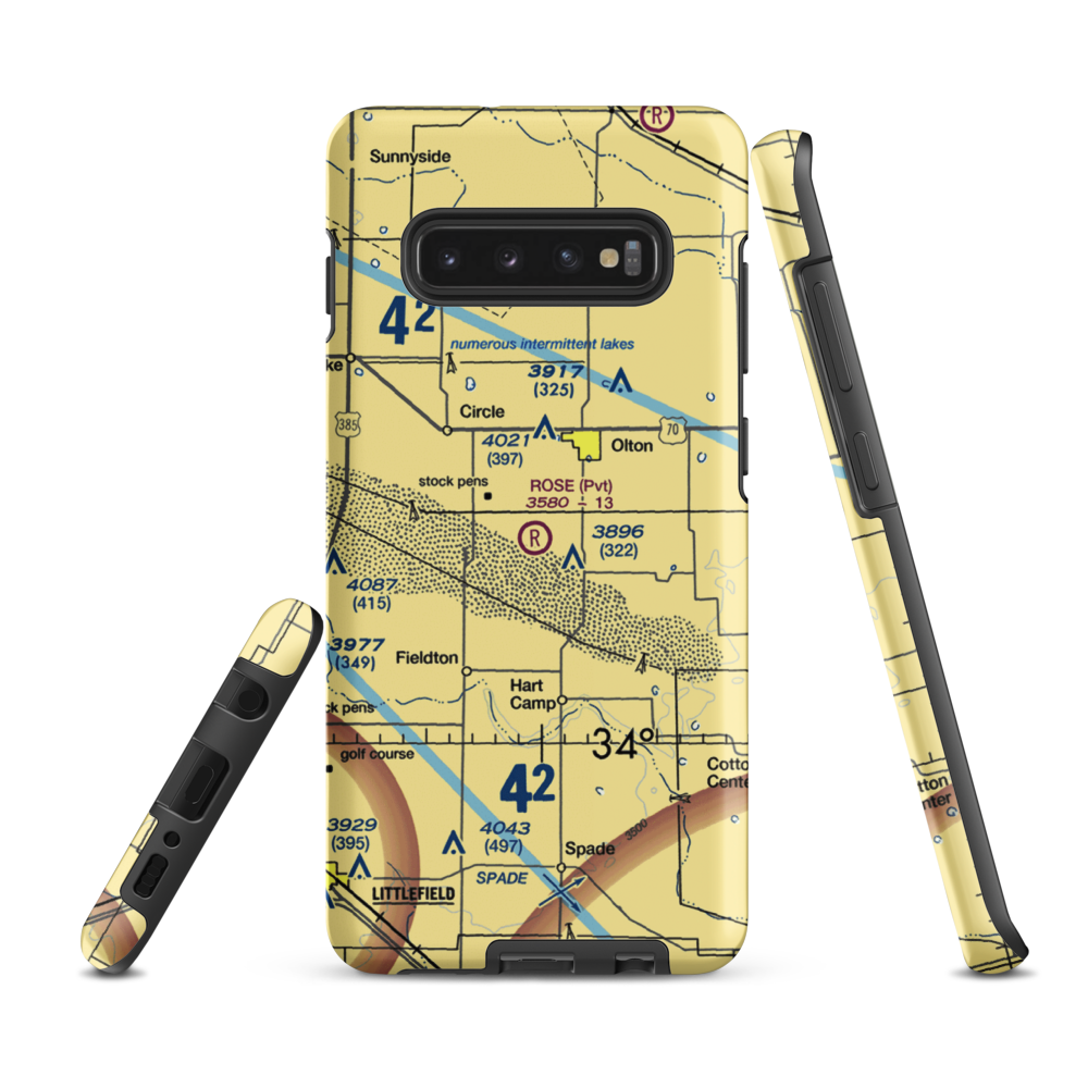 Rose Ranch Airport (XS06) VFR Sectional Samsung Phone Case Samsung Galaxy S10 Plus model shown