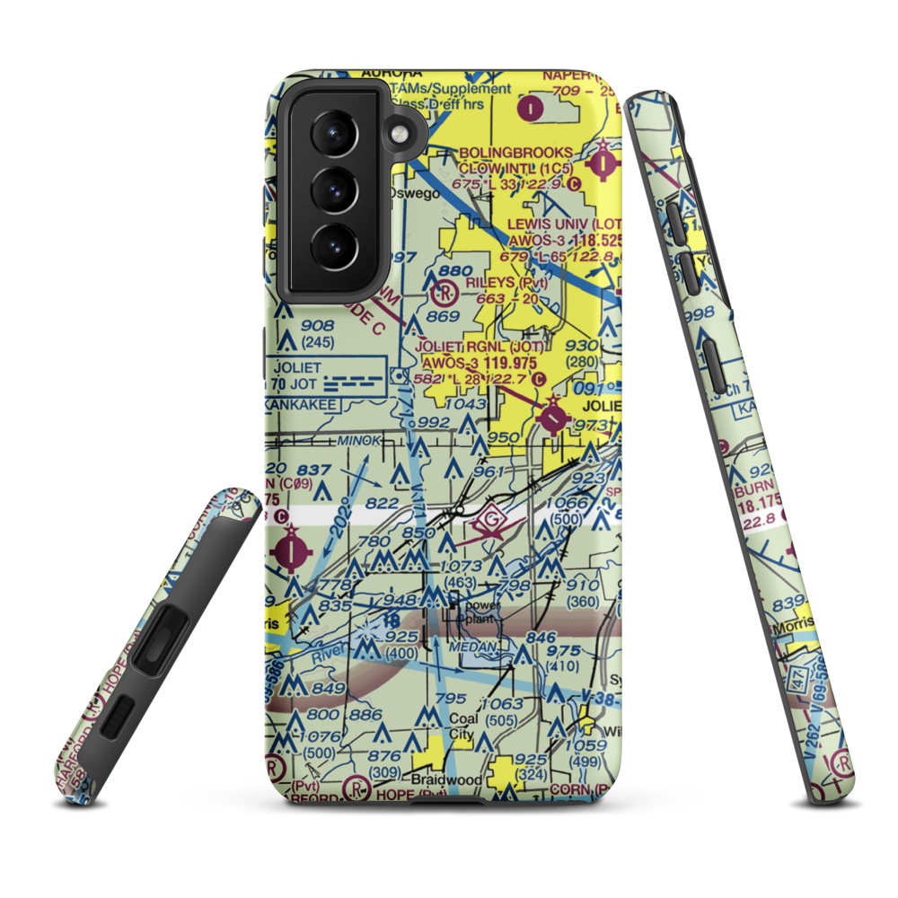 Rossi's Farm Airport (84IL) VFR Sectional Samsung Phone Case Samsung Galaxy S21 Plus model shown