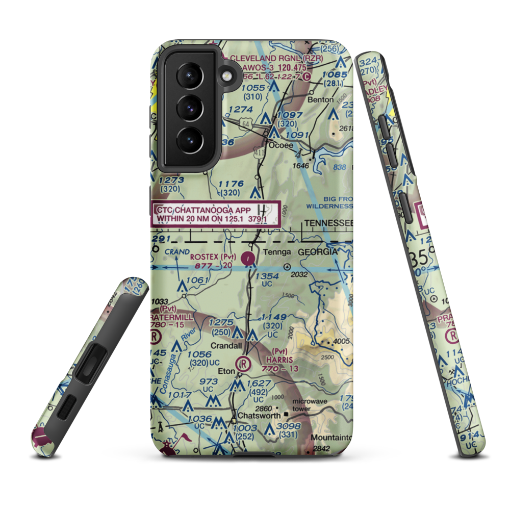 Rostex Airport (55GE) VFR Sectional Samsung Phone Case Samsung Galaxy S21 Plus model shown