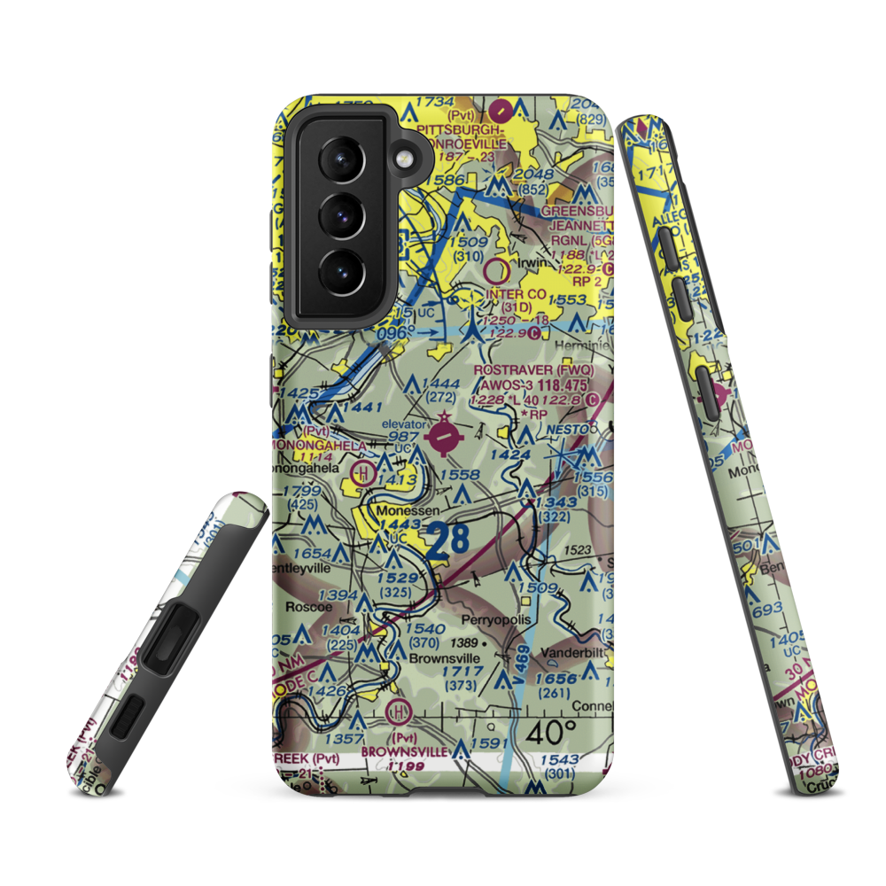 Rostraver Airport (FWQ) VFR Sectional Samsung Phone Case Samsung Galaxy S21 FE model shown
