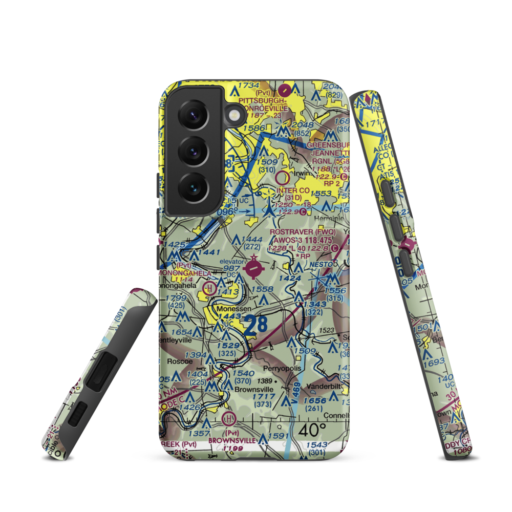 Rostraver Airport (FWQ) VFR Sectional Samsung Phone Case Samsung Galaxy S22 model shown