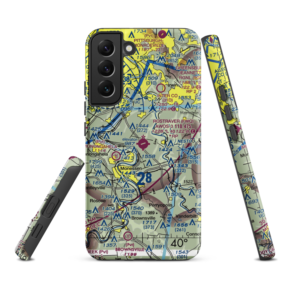 Rostraver Airport (FWQ) VFR Sectional Samsung Phone Case Samsung Galaxy S22 Plus model shown