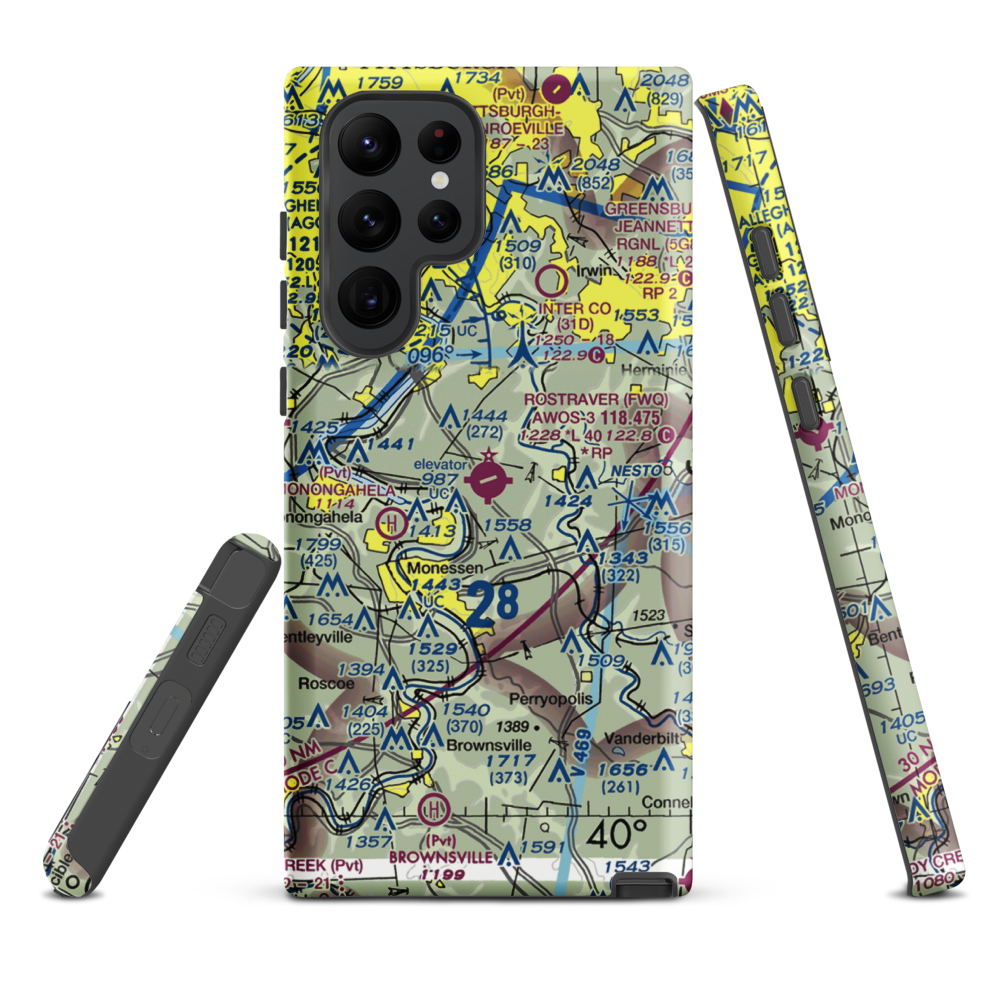 Rostraver Airport (FWQ) VFR Sectional Samsung Phone Case Samsung Galaxy S22 Ultra model shown