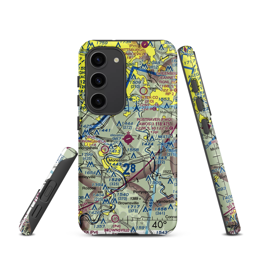 Rostraver Airport (FWQ) VFR Sectional Samsung Phone Case Samsung Galaxy S23 model shown