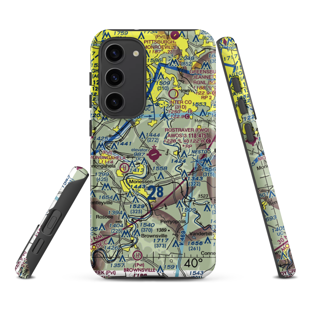 Rostraver Airport (FWQ) VFR Sectional Samsung Phone Case Samsung Galaxy S23 Plus model shown