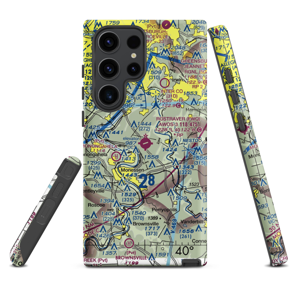 Rostraver Airport (FWQ) VFR Sectional Samsung Phone Case Samsung Galaxy S23 Ultra model shown