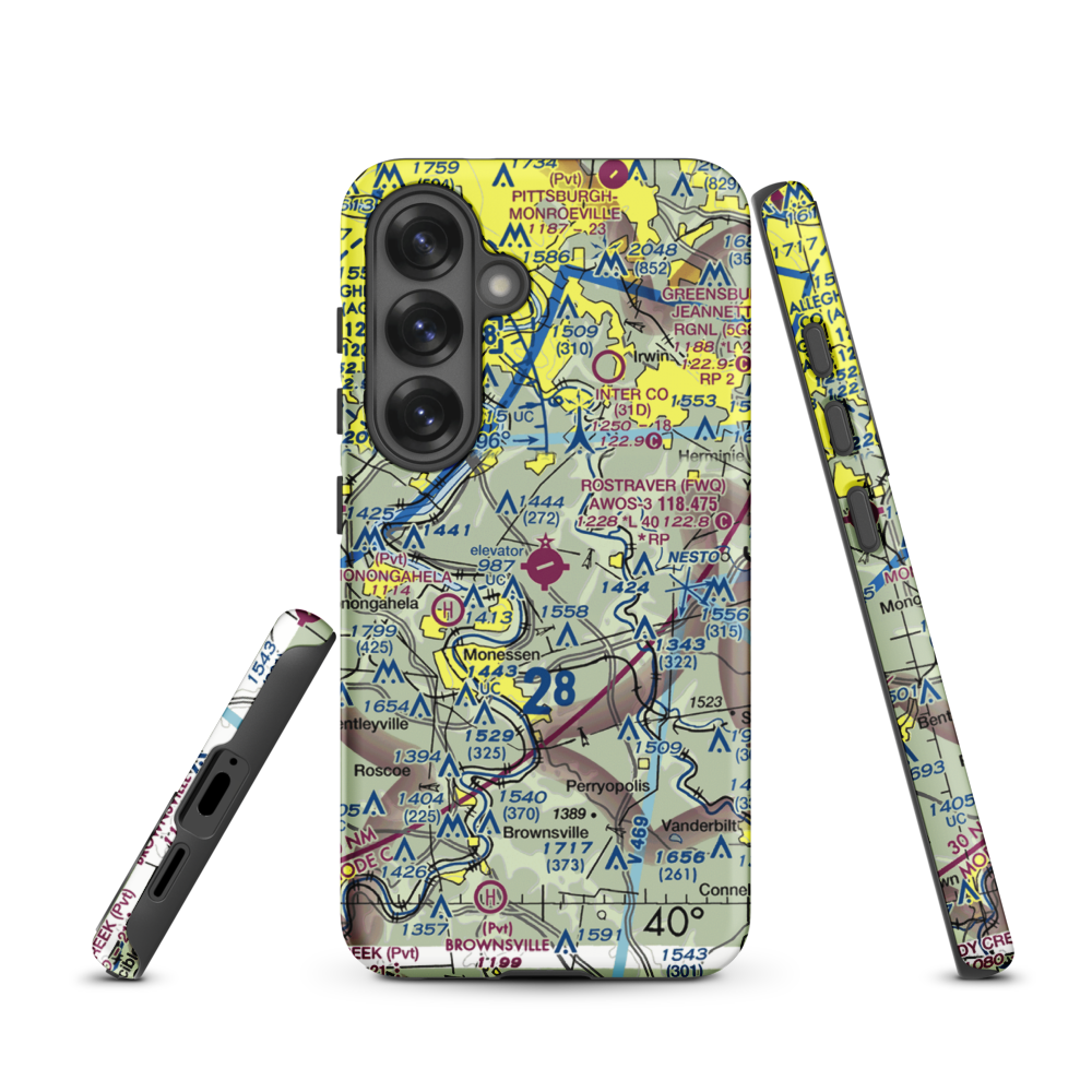 Rostraver Airport (FWQ) VFR Sectional Samsung Phone Case Samsung Galaxy S25 model shown