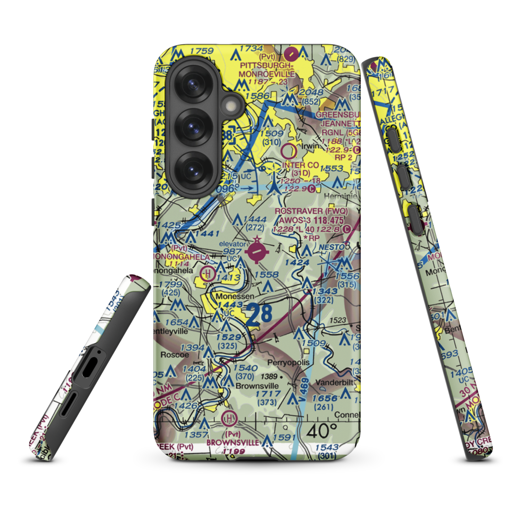 Rostraver Airport (FWQ) VFR Sectional Samsung Phone Case Samsung Galaxy S25 Plus model shown
