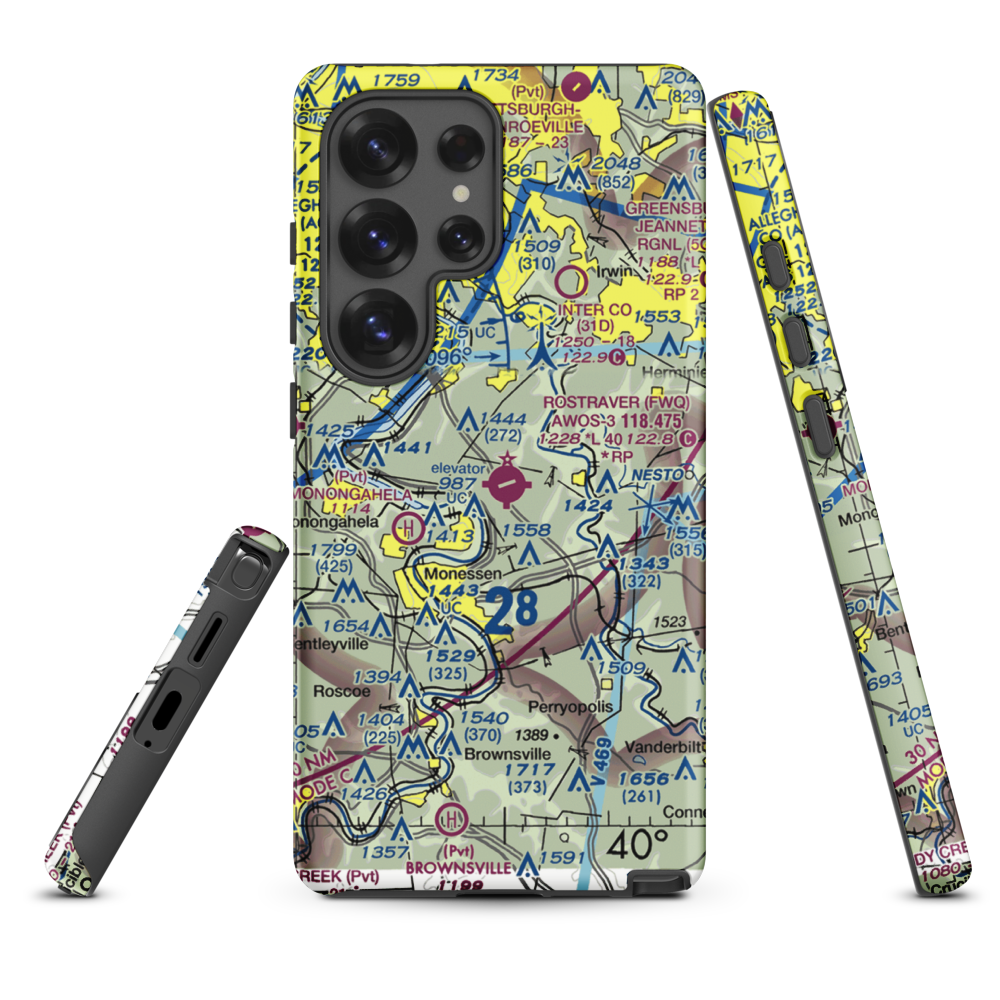Rostraver Airport (FWQ) VFR Sectional Samsung Phone Case Samsung Galaxy S25 Ultra model shown