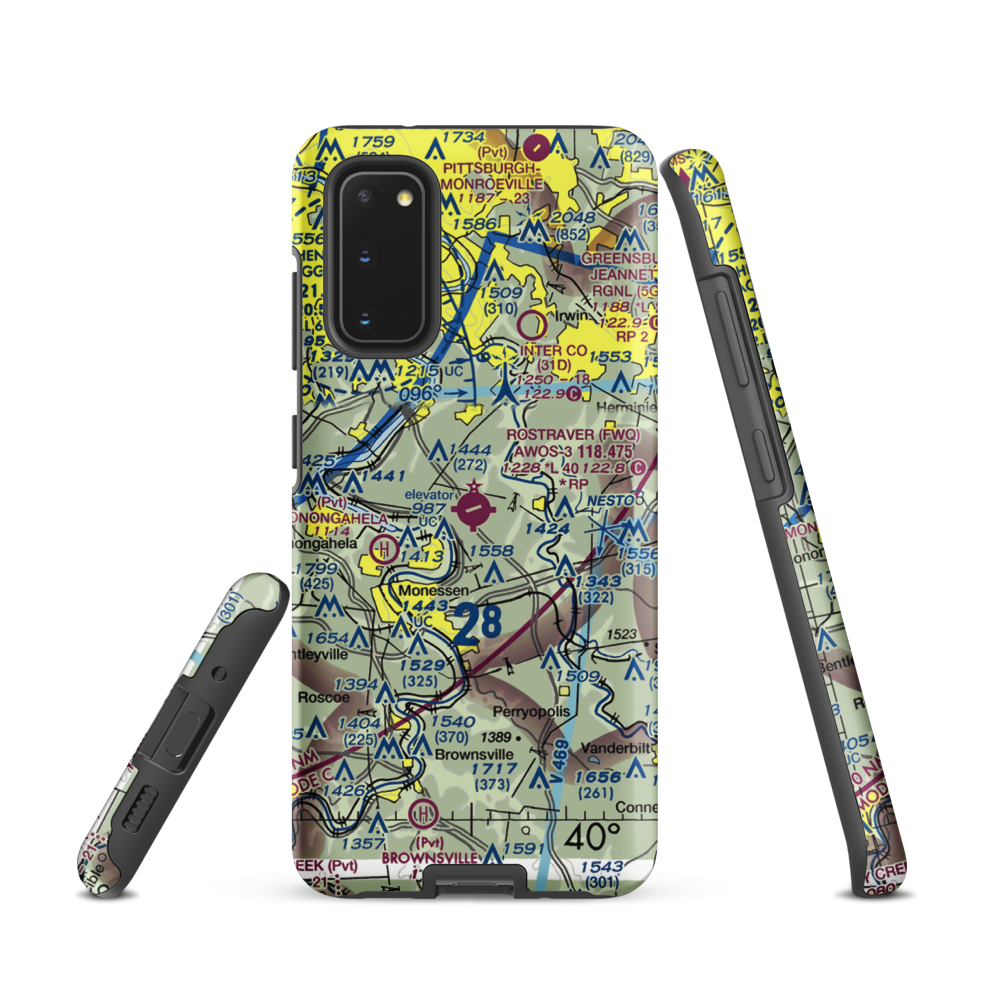 Rostraver Airport (FWQ) VFR Sectional Samsung Phone Case Samsung Galaxy S20 model shown