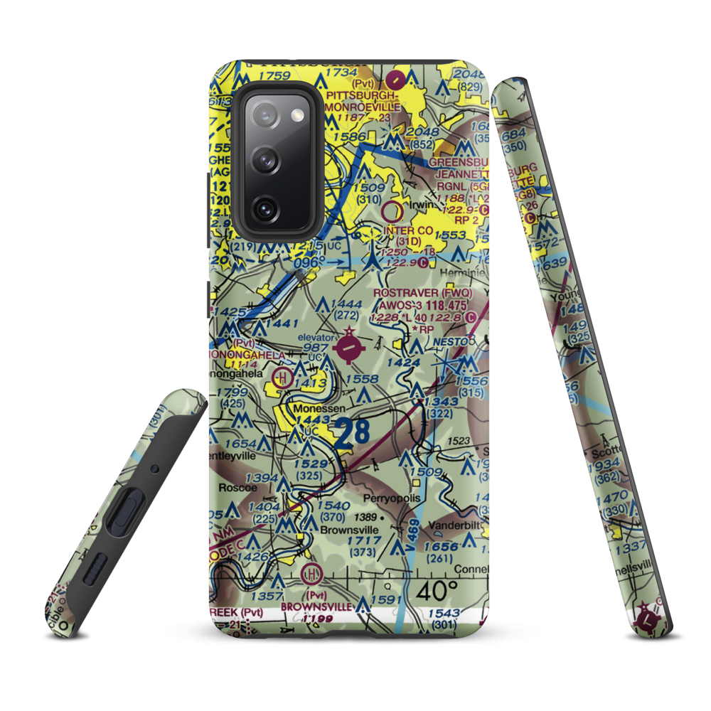Rostraver Airport (FWQ) VFR Sectional Samsung Phone Case Samsung Galaxy S20 FE model shown