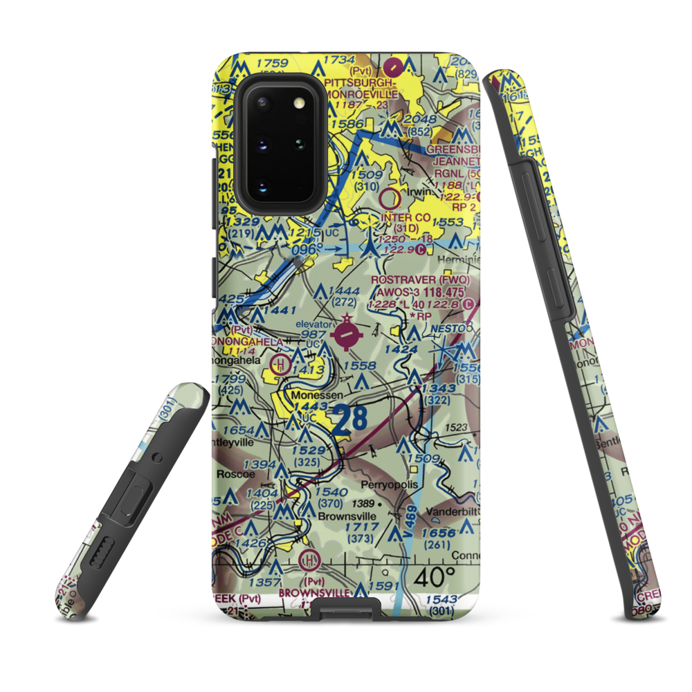 Rostraver Airport (FWQ) VFR Sectional Samsung Phone Case Samsung Galaxy S20 Plus model shown