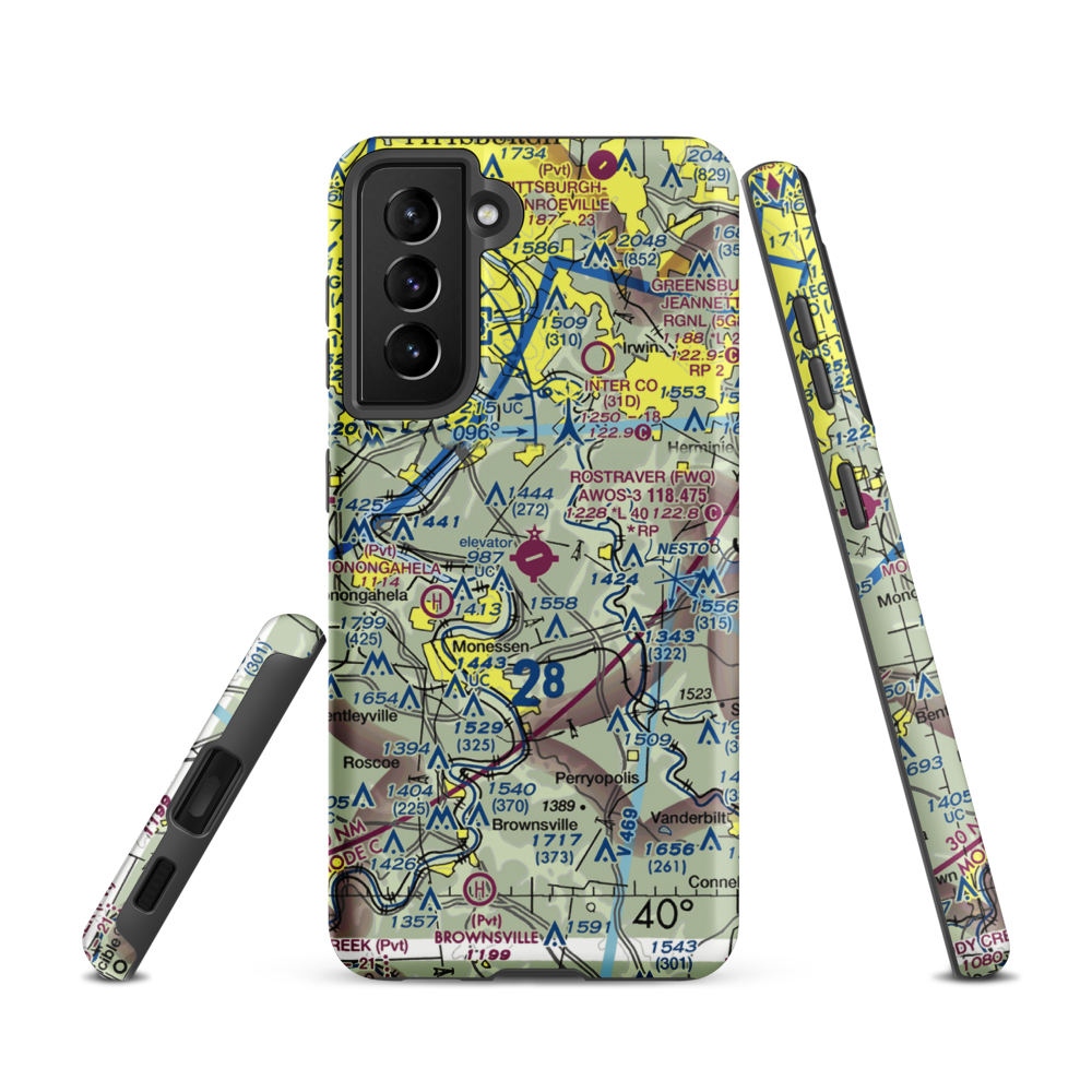 Rostraver Airport (FWQ) VFR Sectional Samsung Phone Case Samsung Galaxy S21 model shown