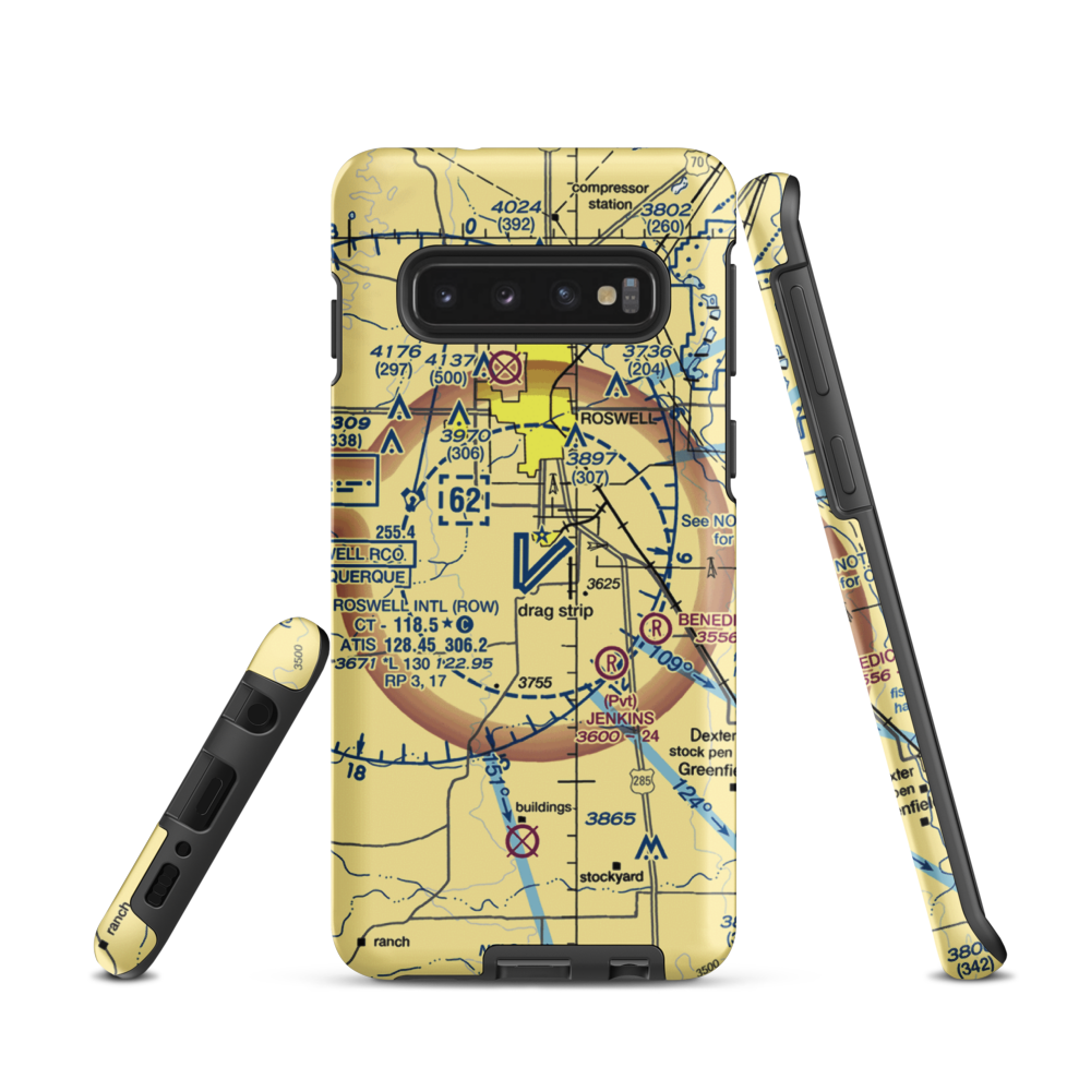 Roswell International Air Center Airport (ROW) VFR Sectional Samsung Phone Case Samsung Galaxy S10 model shown