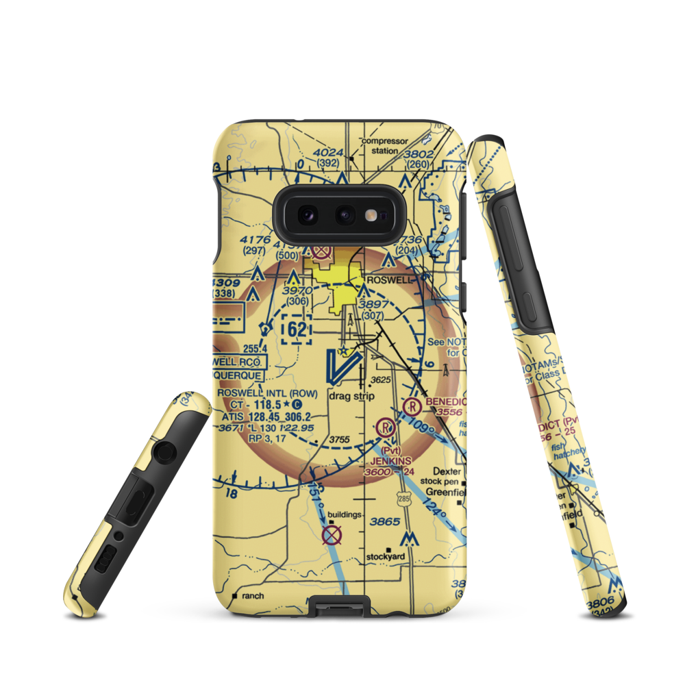 Roswell International Air Center Airport (ROW) VFR Sectional Samsung Phone Case Samsung Galaxy S10 Plus model shown