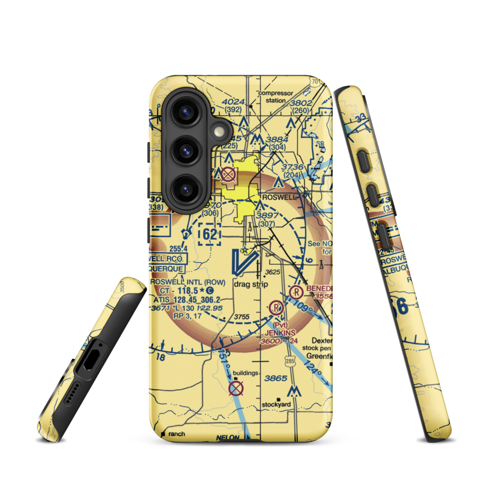 Roswell International Air Center Airport (ROW) VFR Sectional Samsung Phone Case Samsung Galaxy S24 model shown