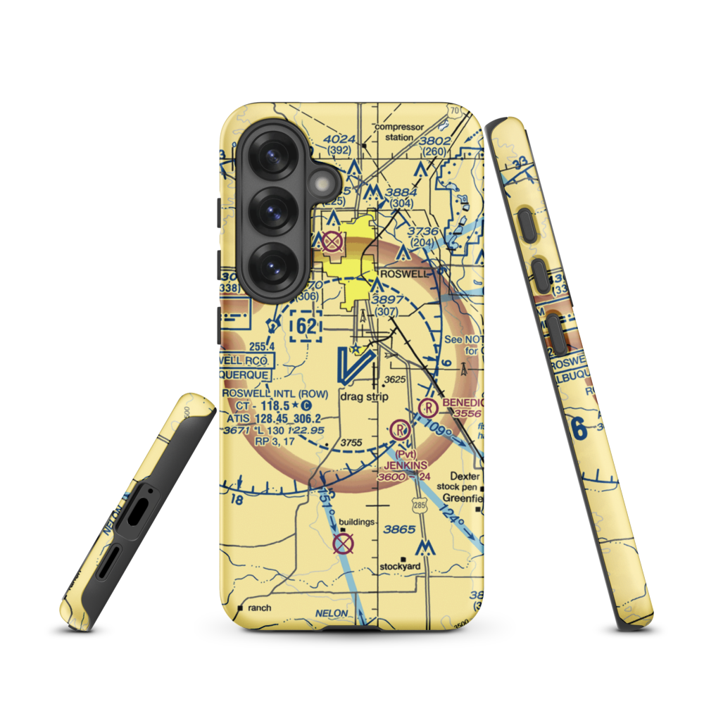 Roswell International Air Center Airport (ROW) VFR Sectional Samsung Phone Case Samsung Galaxy S25 model shown