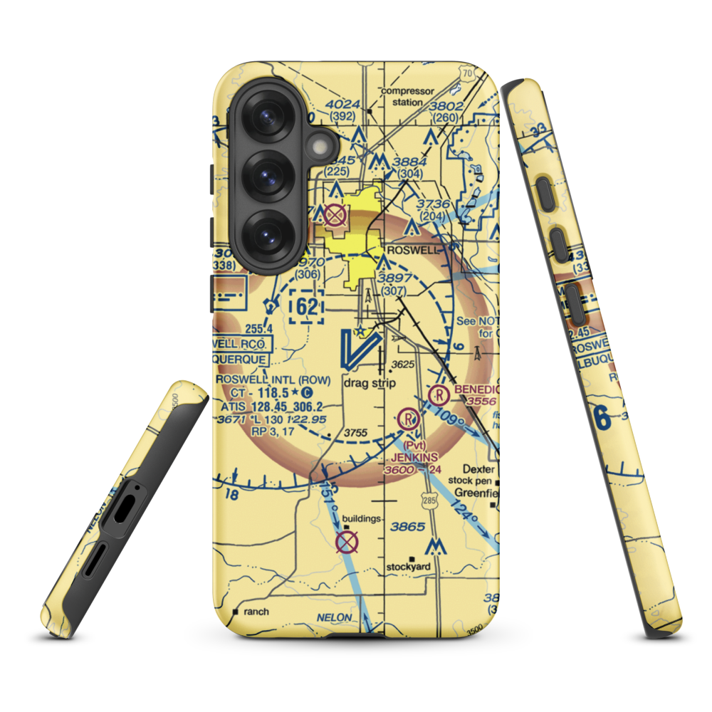 Roswell International Air Center Airport (ROW) VFR Sectional Samsung Phone Case Samsung Galaxy S25 Plus model shown