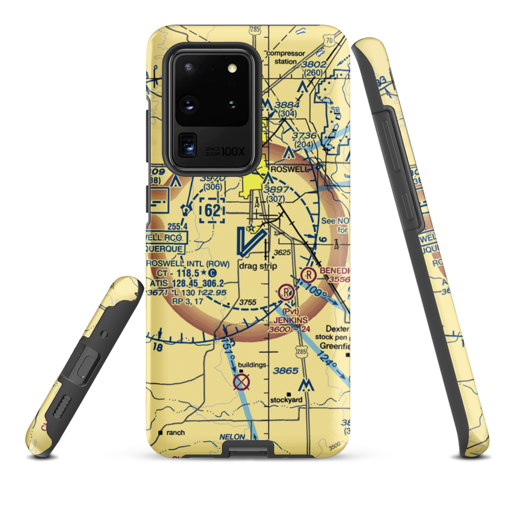 Roswell International Air Center Airport (ROW) VFR Sectional Samsung Phone Case Samsung Galaxy S20 Ultra model shown