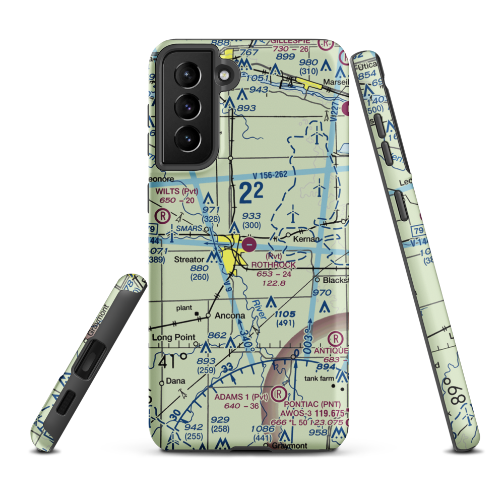 Rothrock Airport (54IL) VFR Sectional Samsung Phone Case Samsung Galaxy S21 Plus model shown