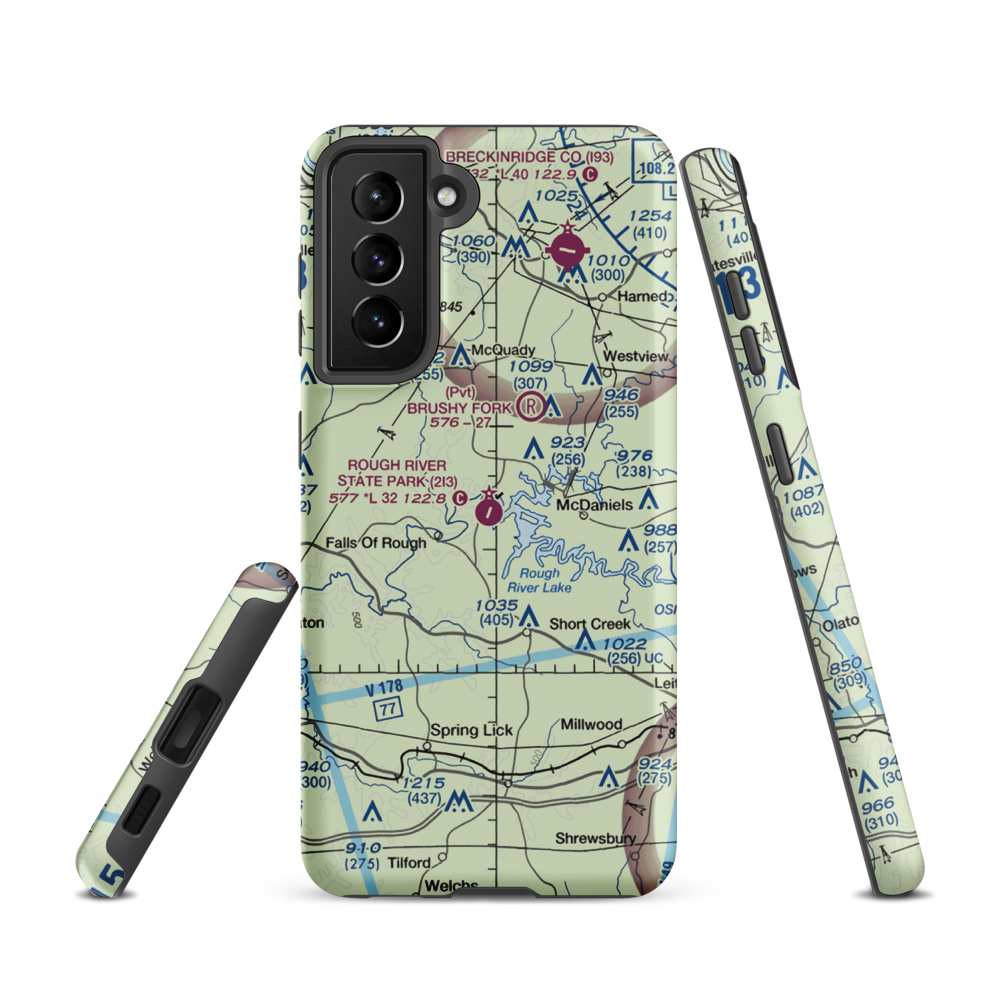 Rough River State Park Airport (2I3) VFR Sectional Samsung Phone Case Samsung Galaxy S21 model shown