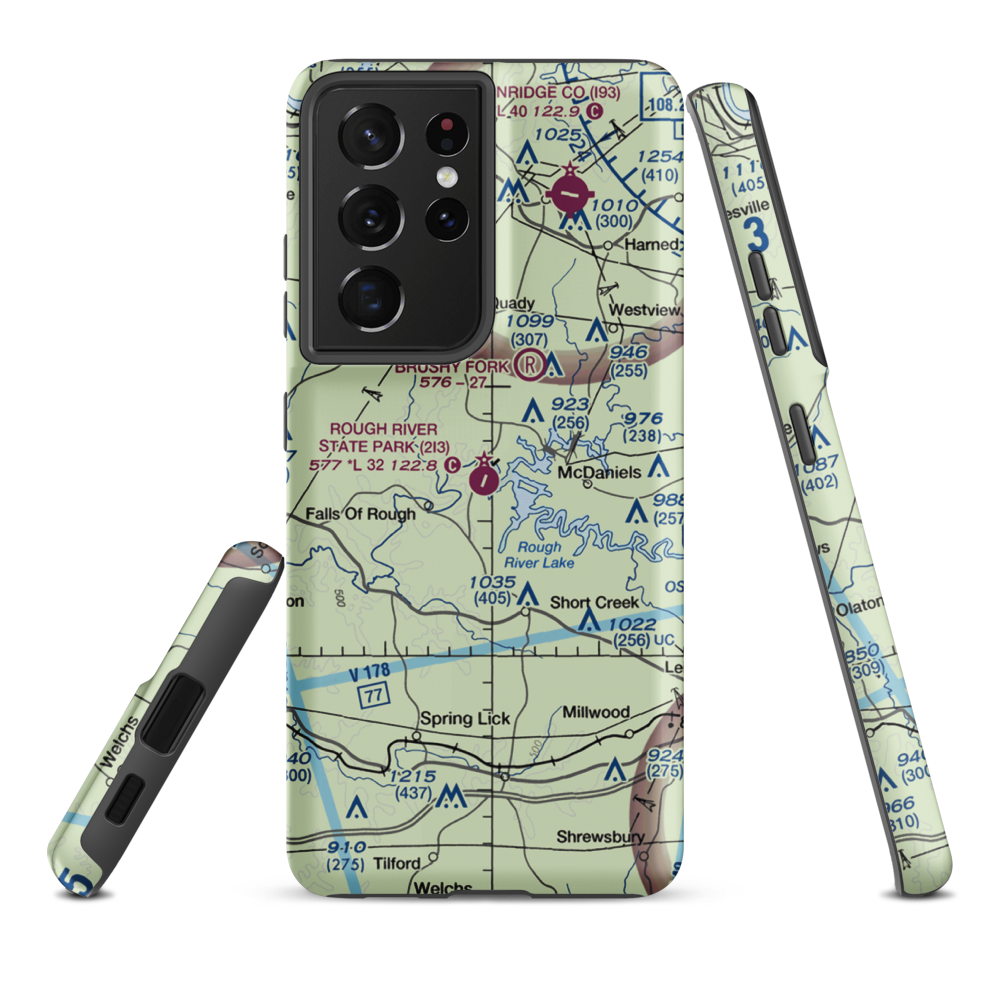 Rough River State Park Airport (2I3) VFR Sectional Samsung Phone Case Samsung Galaxy S21 Plus model shown