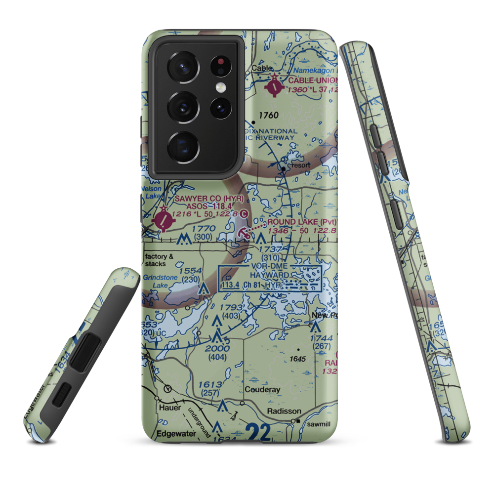 Round Lake Seaplane Base (WS24) VFR Sectional Samsung Phone Case Samsung Galaxy S21 Plus model shown