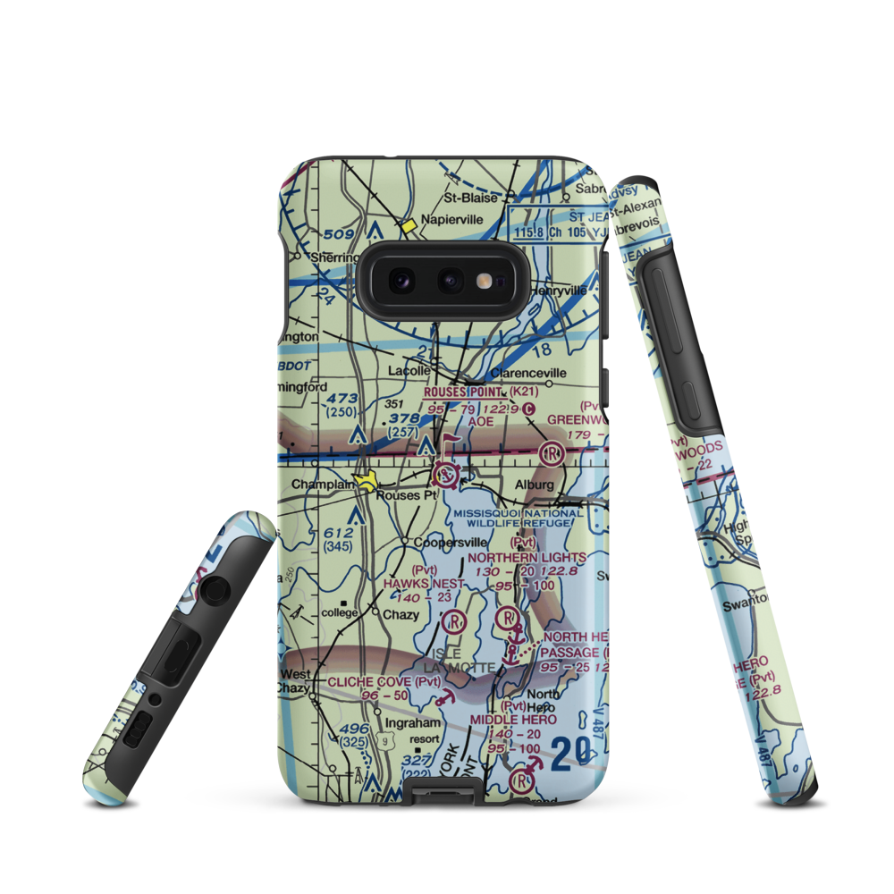 Rouses Point Seaplane Base (K21) VFR Sectional Samsung Phone Case Samsung Galaxy S10 Plus model shown