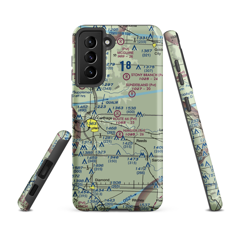 Route 66 Airfield (27MO) VFR Sectional Samsung Phone Case Samsung Galaxy S21 FE model shown
