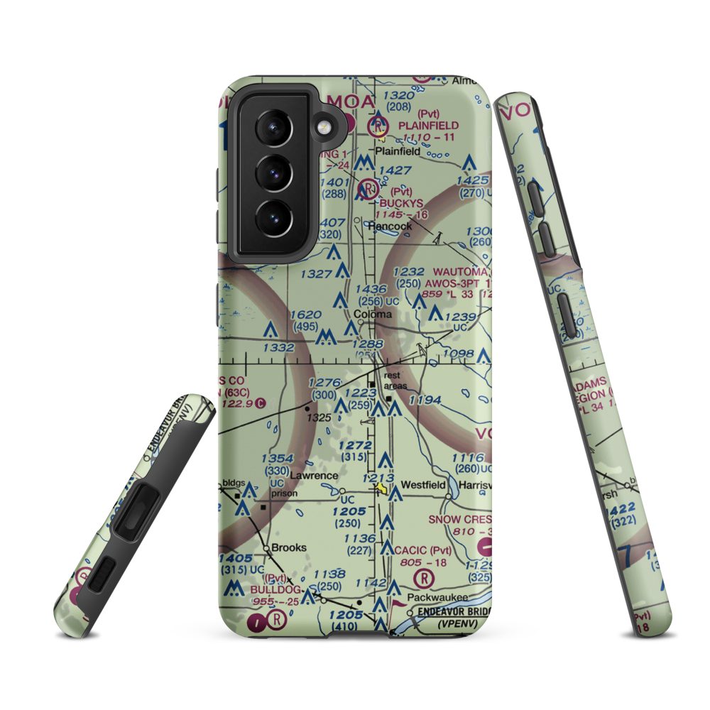 Rox Airport (WS09) VFR Sectional Samsung Phone Case Samsung Galaxy S21 FE model shown