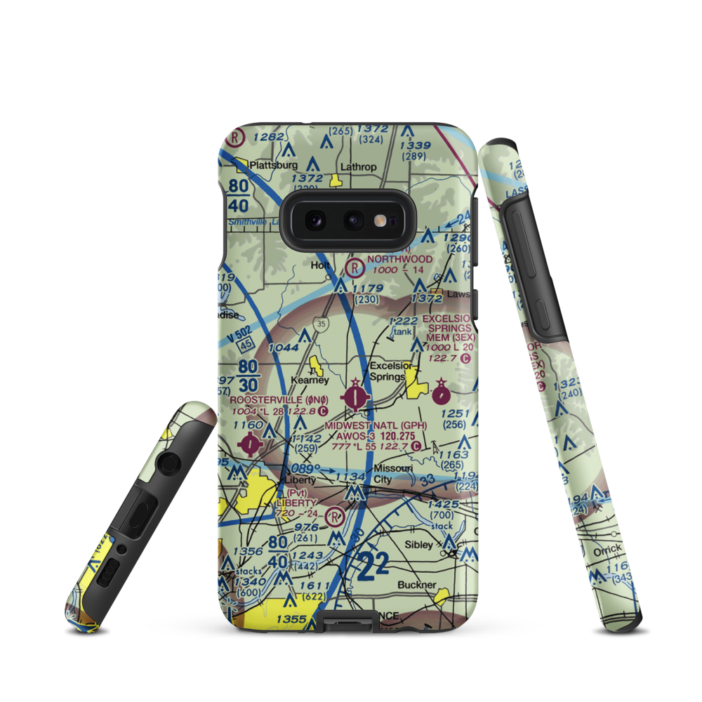 Royal Wood Aerodrome (20MO) VFR Sectional Samsung Phone Case Samsung Galaxy S10e model shown
