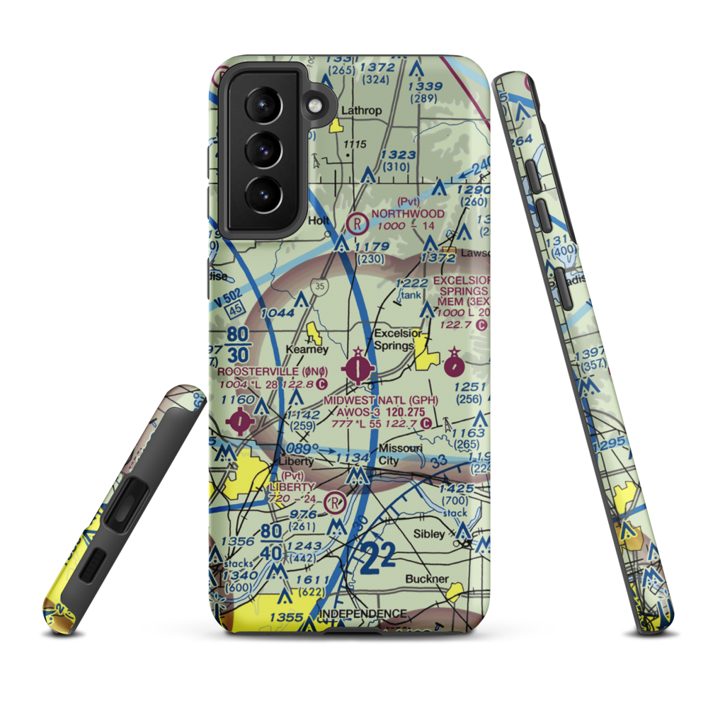 Royal Wood Aerodrome (20MO) VFR Sectional Samsung Phone Case Samsung Galaxy S21 FE model shown