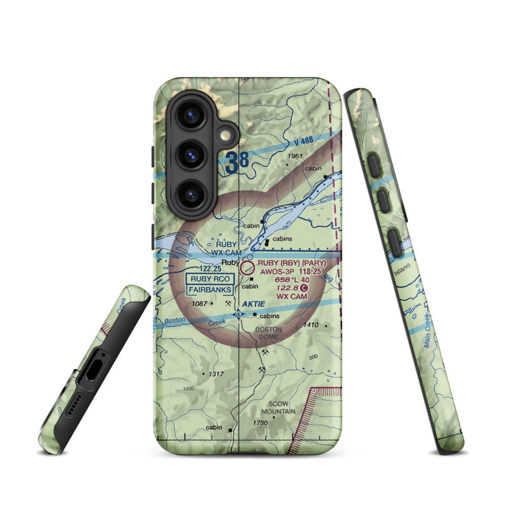 Ruby Airport (RBY) VFR Sectional Samsung Phone Case Samsung Galaxy S24 model shown