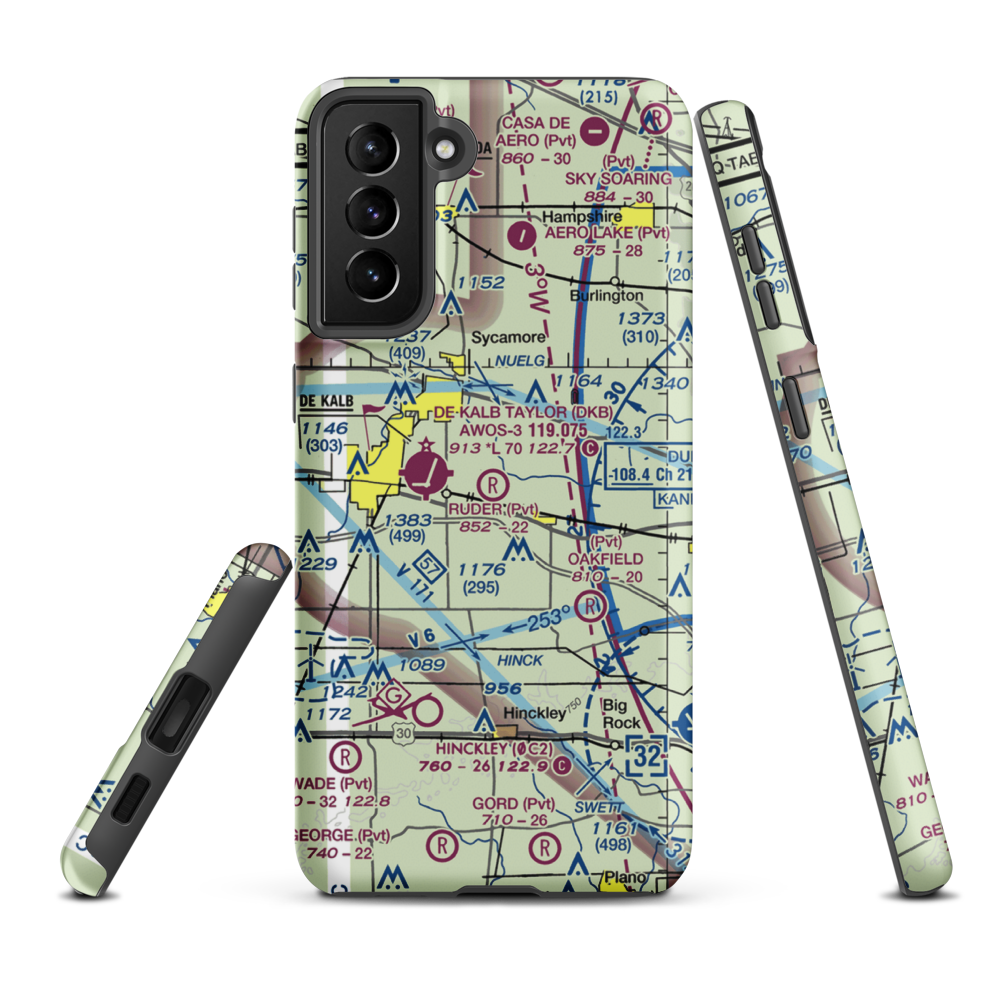 Ruder Airport (59IL) VFR Sectional Samsung Phone Case Samsung Galaxy S21 FE model shown