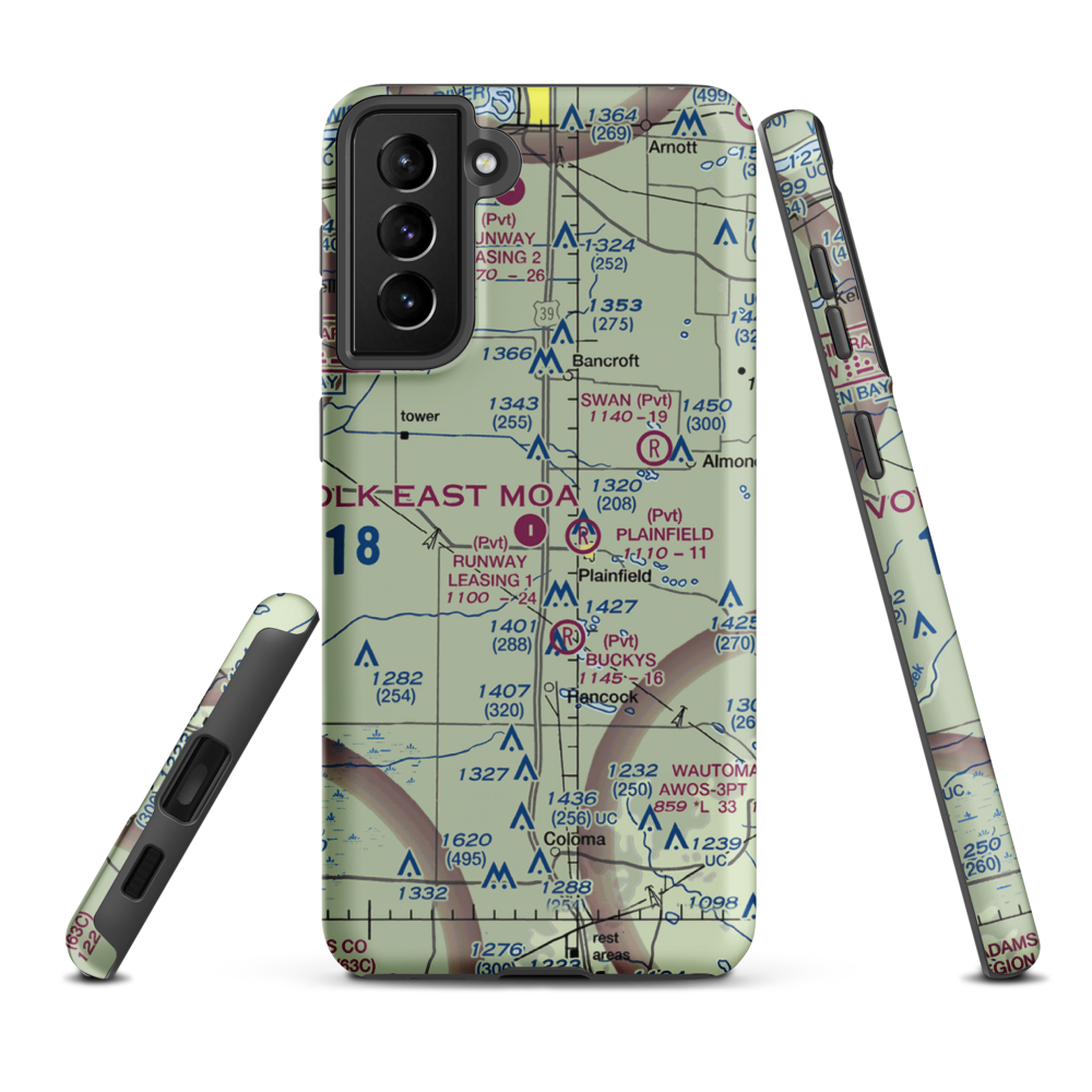 Runway Leasing Inc Nr 1 Airport (8WI2) VFR Sectional Samsung Phone Case Samsung Galaxy S21 Plus model shown