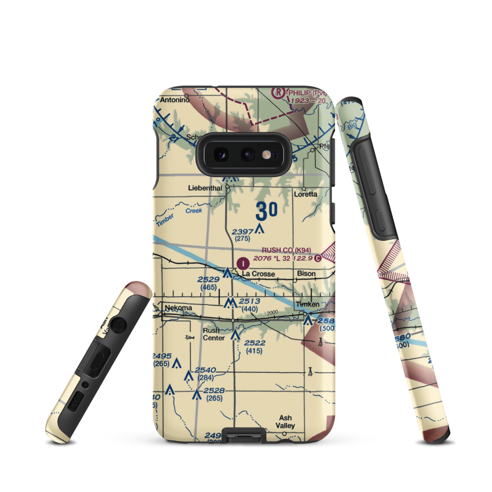 Rush County Airport (K94) VFR Sectional Samsung Phone Case Samsung Galaxy S10 Plus model shown