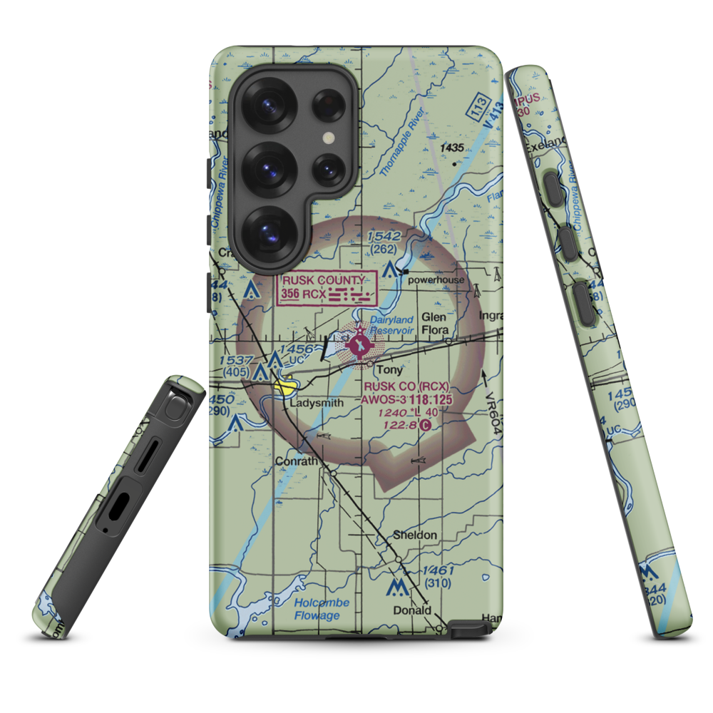 Rusk County Airport (RCX) VFR Sectional Samsung Phone Case Samsung Galaxy S25 Ultra model shown