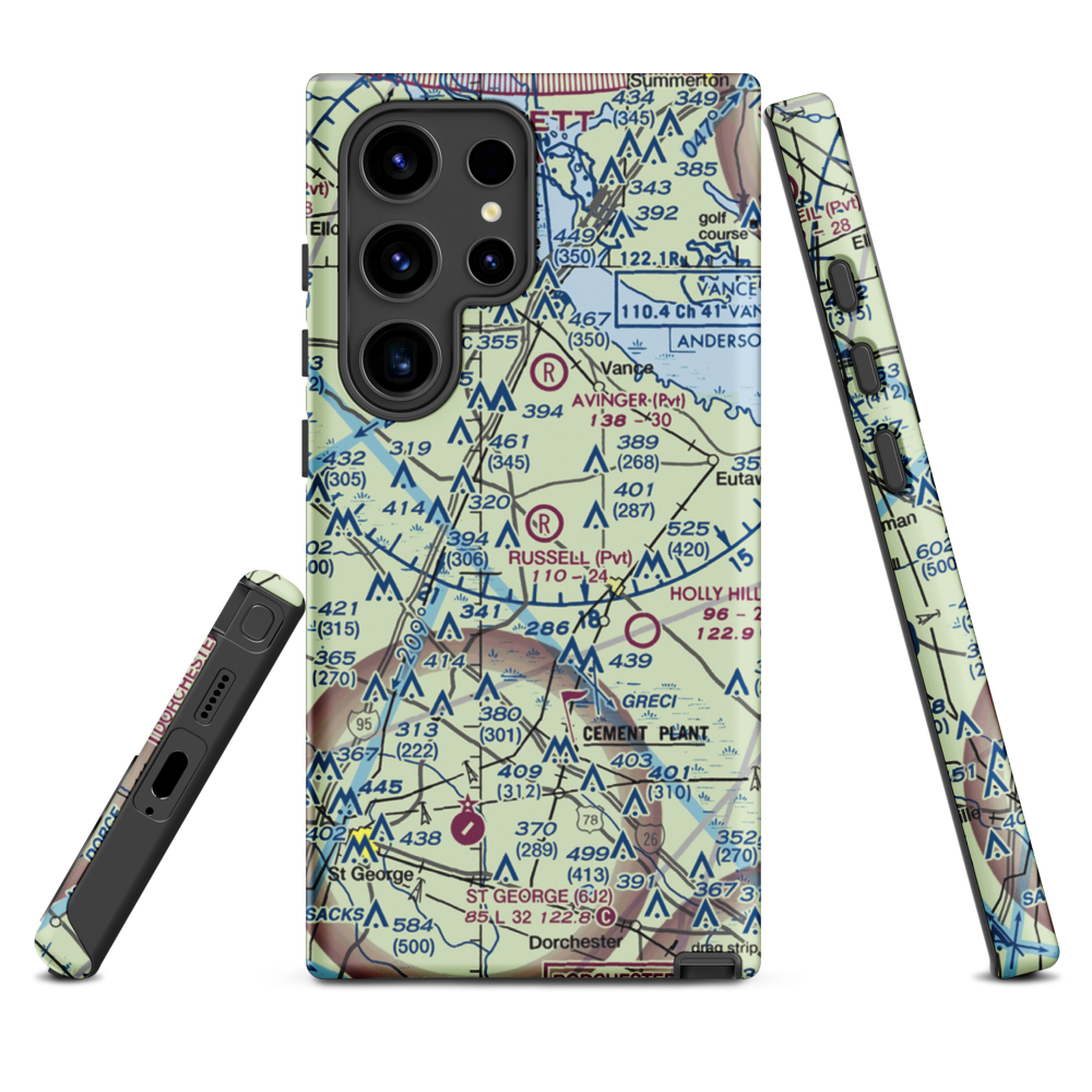 Russell Airport (SC17) VFR Sectional Samsung Phone Case Samsung Galaxy S24 Ultra model shown