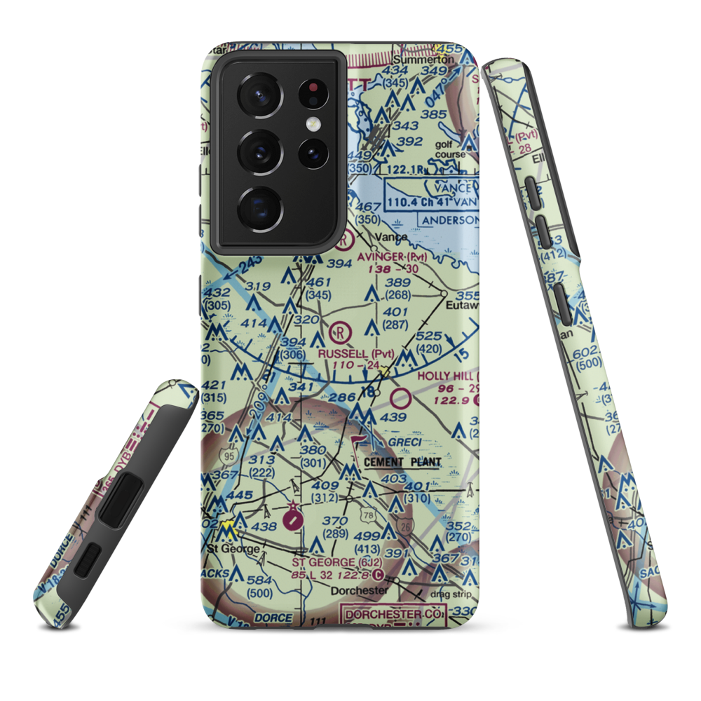 Russell Airport (SC17) VFR Sectional Samsung Phone Case Samsung Galaxy S21 Plus model shown