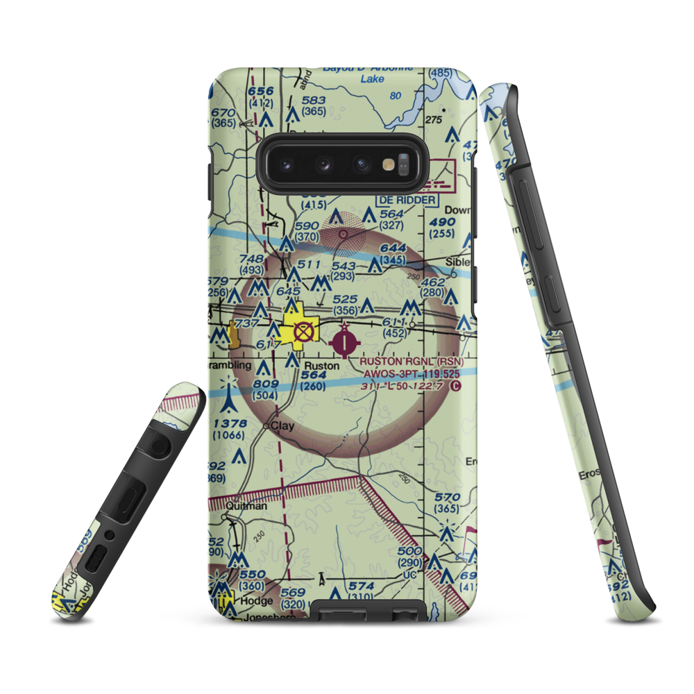 Ruston Regional Airport (RSN) VFR Sectional Samsung Phone Case Samsung Galaxy S10 Plus model shown