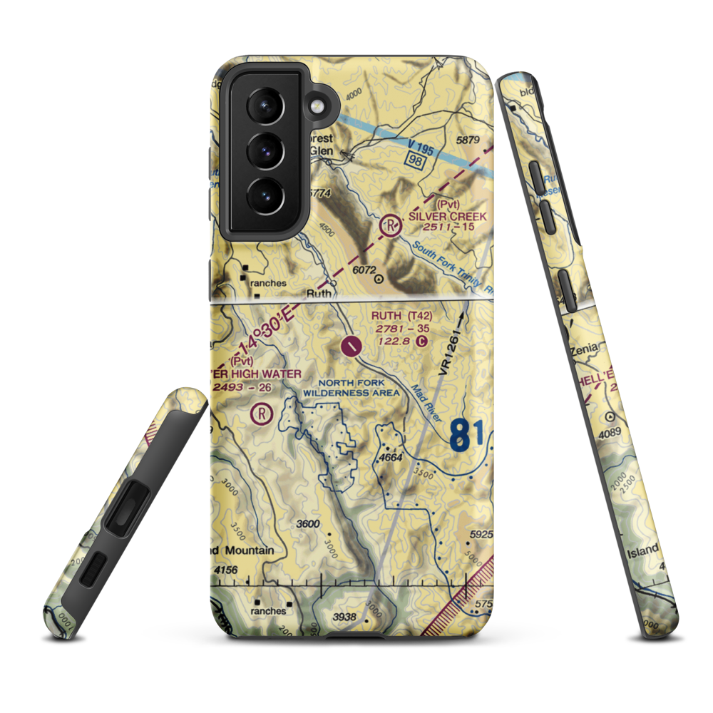 Ruth Airport (T42) VFR Sectional Samsung Phone Case Samsung Galaxy S21 Plus model shown
