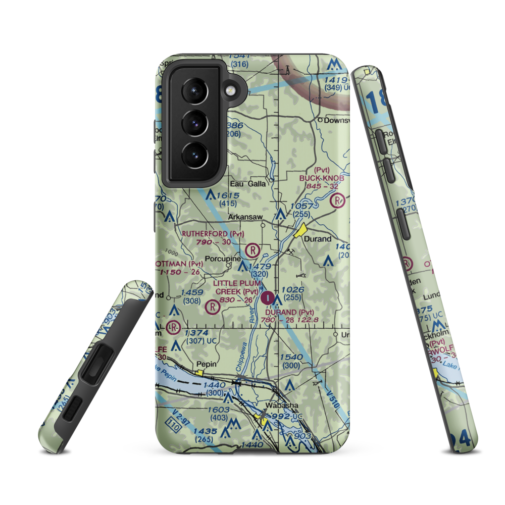 Rutherford Airport (28WI) VFR Sectional Samsung Phone Case Samsung Galaxy S21 FE model shown