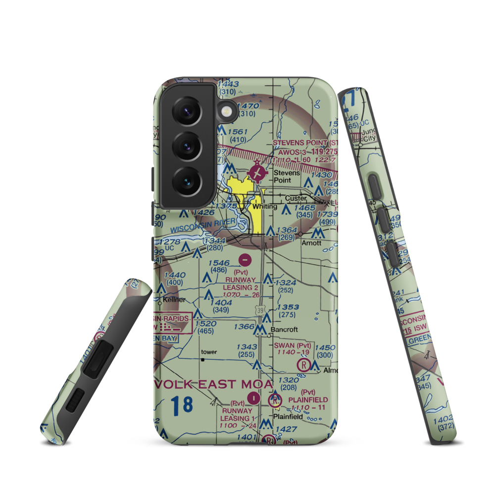 Rwnway Leasing Inc Nr 2 Airport (8WI3) VFR Sectional Samsung Phone Case Samsung Galaxy S22 model shown