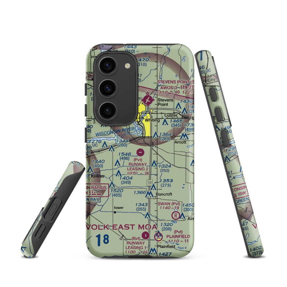 Rwnway Leasing Inc Nr 2 Airport (8WI3) VFR Sectional Samsung Phone Case Samsung Galaxy S23 model shown