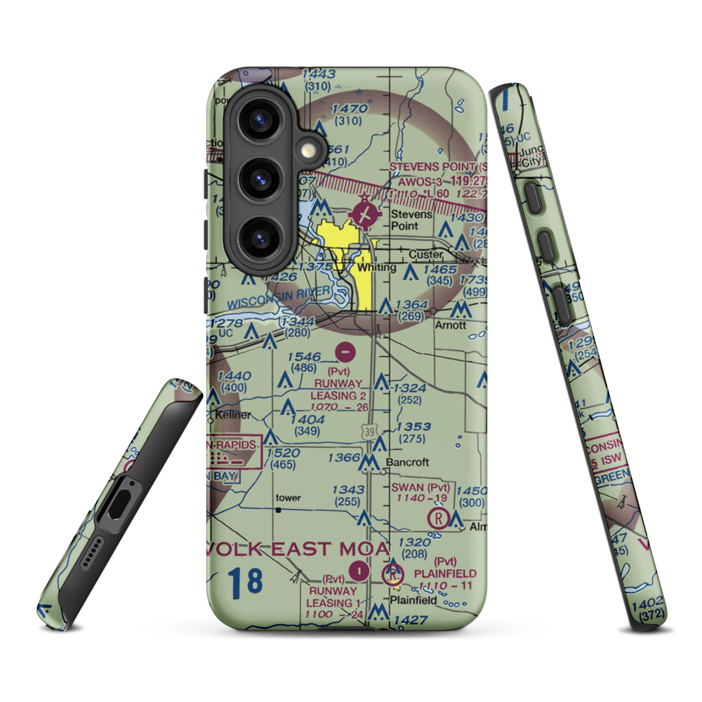 Rwnway Leasing Inc Nr 2 Airport (8WI3) VFR Sectional Samsung Phone Case Samsung Galaxy S24 Plus model shown