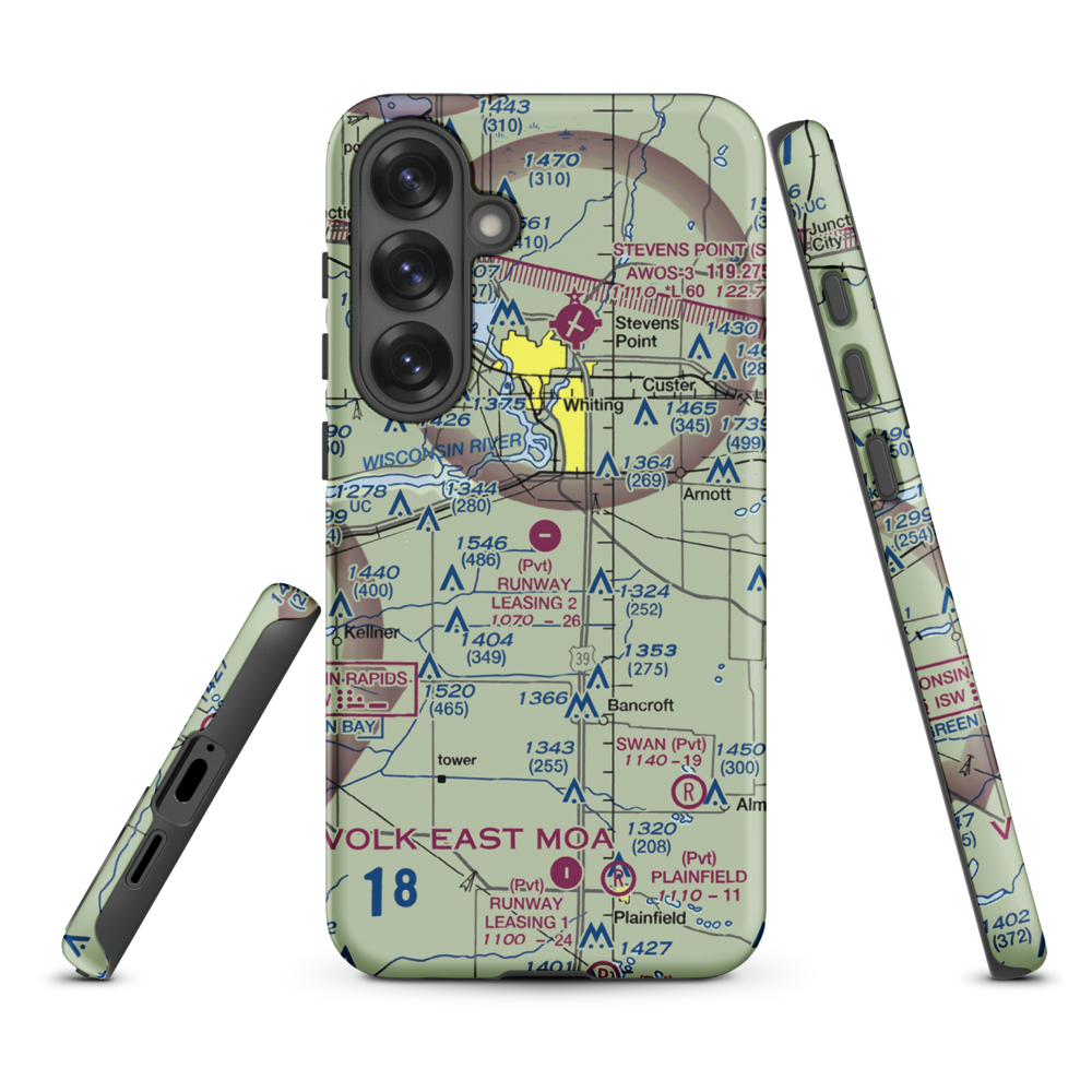 Rwnway Leasing Inc Nr 2 Airport (8WI3) VFR Sectional Samsung Phone Case Samsung Galaxy S25 Plus model shown