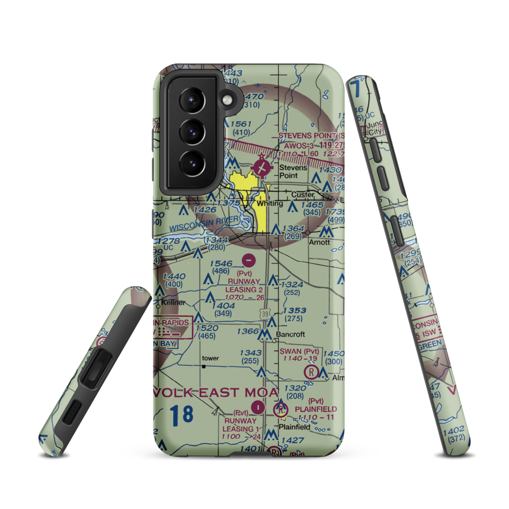 Rwnway Leasing Inc Nr 2 Airport (8WI3) VFR Sectional Samsung Phone Case Samsung Galaxy S21 model shown