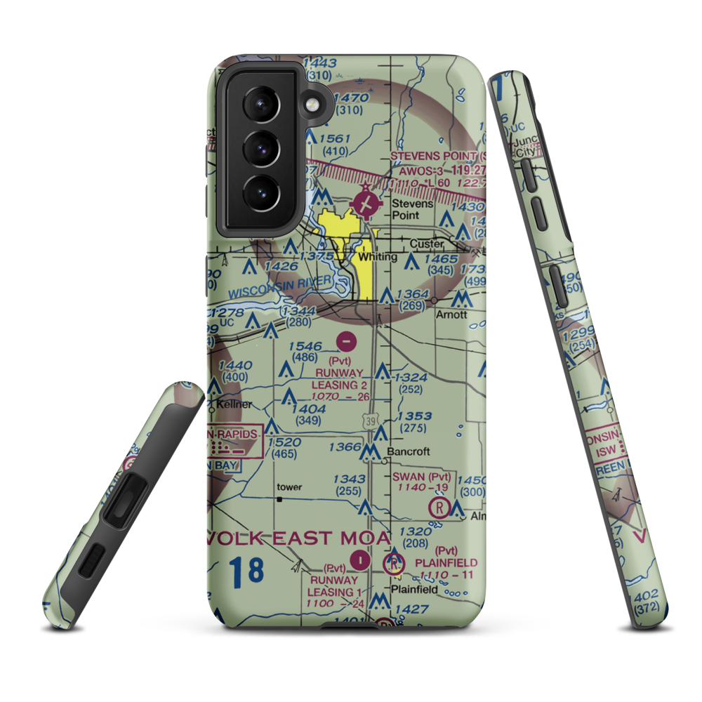 Rwnway Leasing Inc Nr 2 Airport (8WI3) VFR Sectional Samsung Phone Case Samsung Galaxy S21 FE model shown