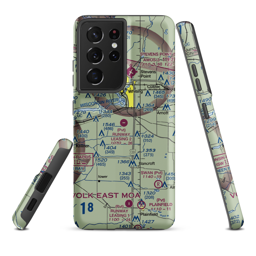 Rwnway Leasing Inc Nr 2 Airport (8WI3) VFR Sectional Samsung Phone Case Samsung Galaxy S21 Plus model shown