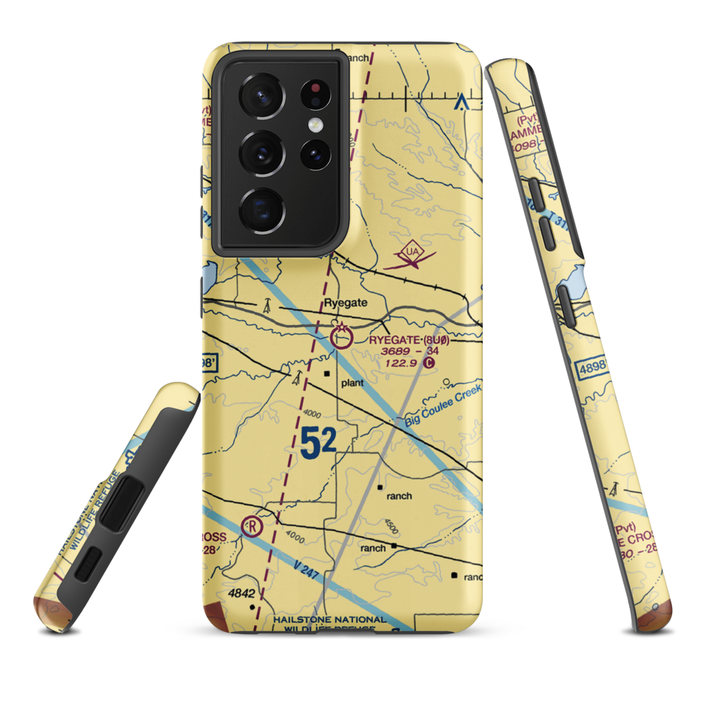 Ryegate Airport (8U0) VFR Sectional Samsung Phone Case Samsung Galaxy S21 Plus model shown